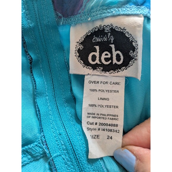 Deb Vtg 90s Y2K Dress Womens 24 Strapless Embellished High-lo Blue Peacock Maxi - Picture 3 of 16